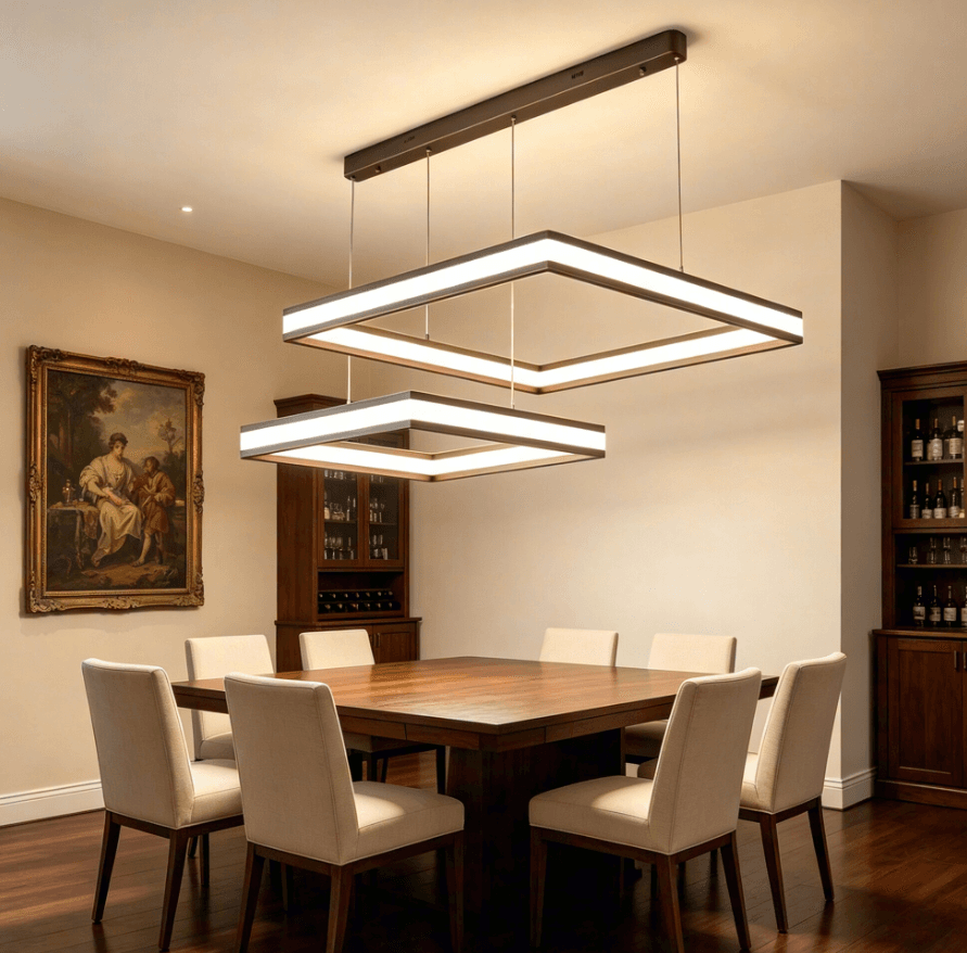 Modern Double Square LED Pendant Chandelier