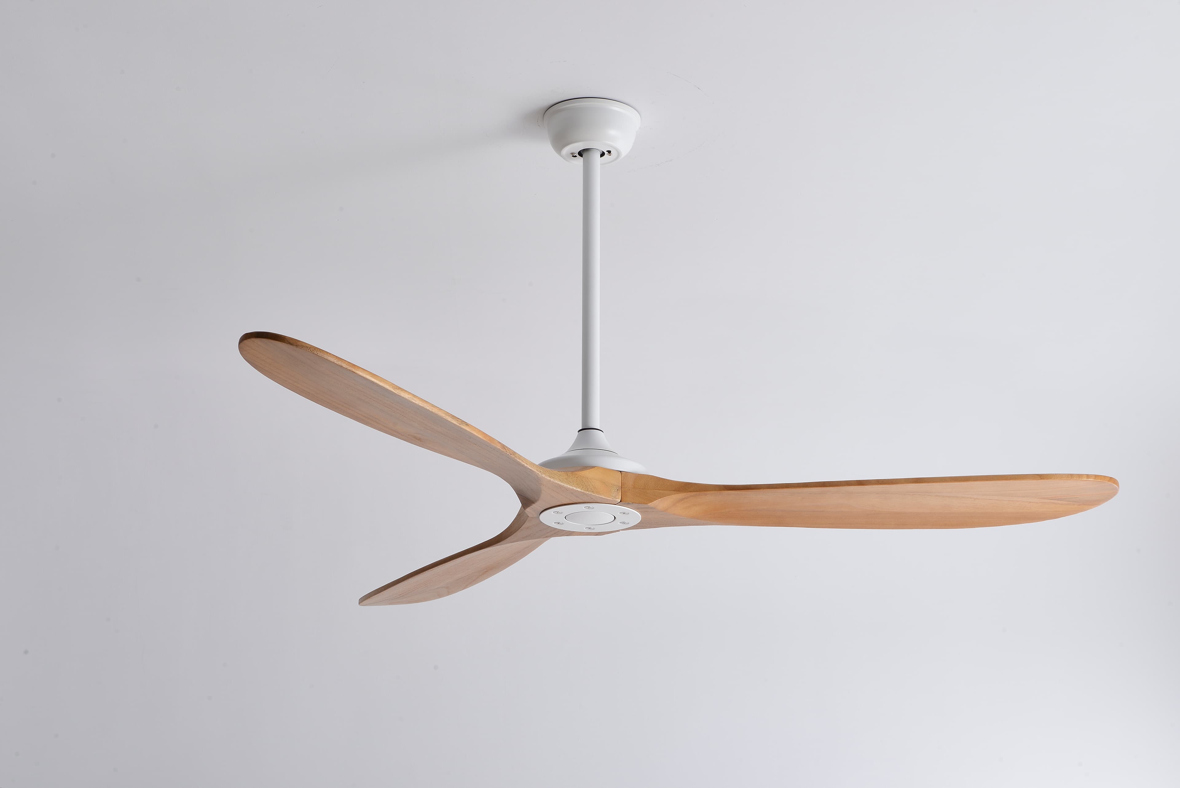 THH Living Aero 60-inch ceiling fan with natural wood blades and white finish